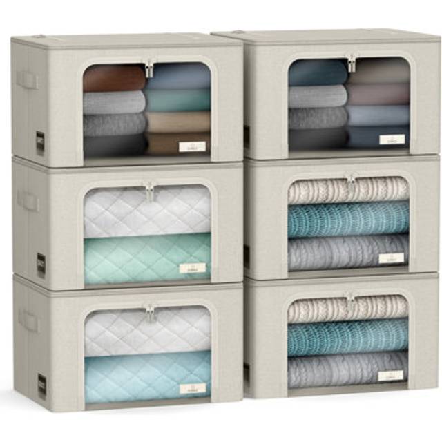 Sorbus Storage Bins with Metal Frame - Stackable & Foldable Clothes Organizer Bags - Oxford Fabric Storage Containers with Large Clear Window & Carry