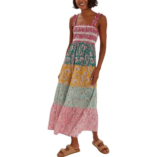 Pink/green Paisley Print Tiered Maxi Dress Multi, Size: L - Accessorize - Pink/Green