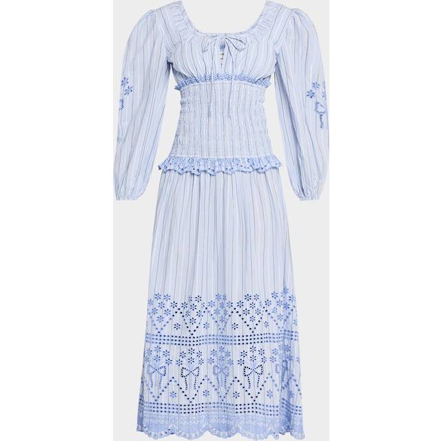 Nola Embroidered Long-Sleeve Midi Dress - BLUE - 20 UK (16 US)