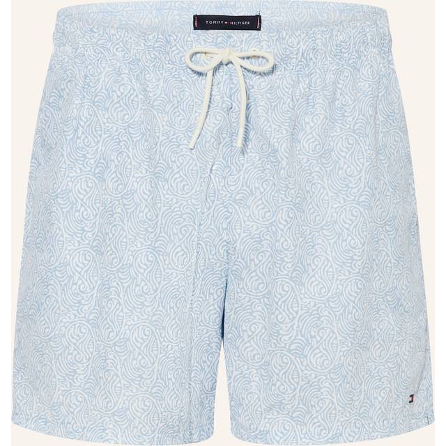 Tommy Hilfiger for man. UM0UM03491 Blue print mid-length swimming costume shorts (S), Beachwear, Nylon