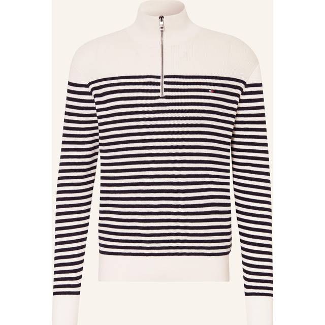 Tommy Hilfiger Racking Half-Zip Structure Stripe Navy Blue Dark Blue White Off-White size XL