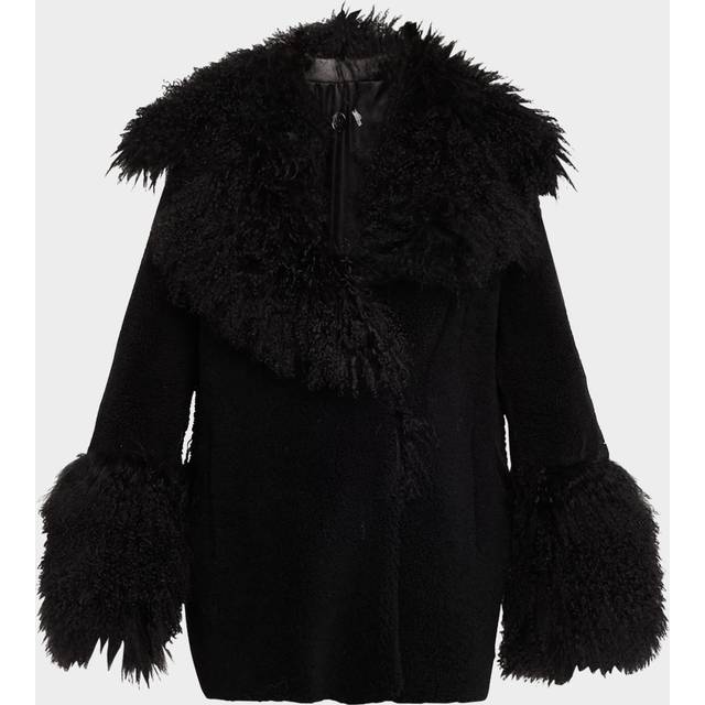 Annalise Wool Shearling-Trim Coat - IVORY - X-Small