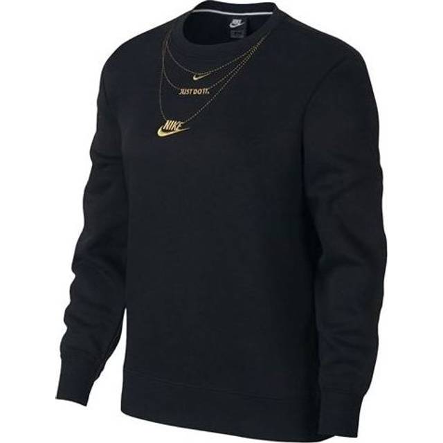 (WMNS) Nike Sportswear Embroidered Small Logo Fleece Lined Stay Warm Round Neck Pullover Hoodie Black CI9993-010