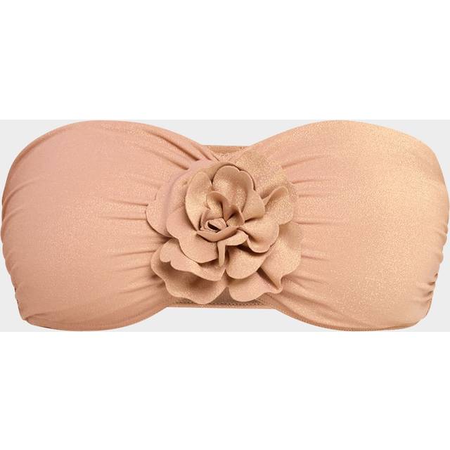 Zimmermann Everley floral-applique lame bikini top - pink (UK 14)