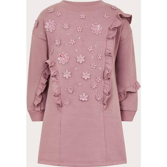 Monsoon Kids' Frilly 3D Flower Dress, Lilac