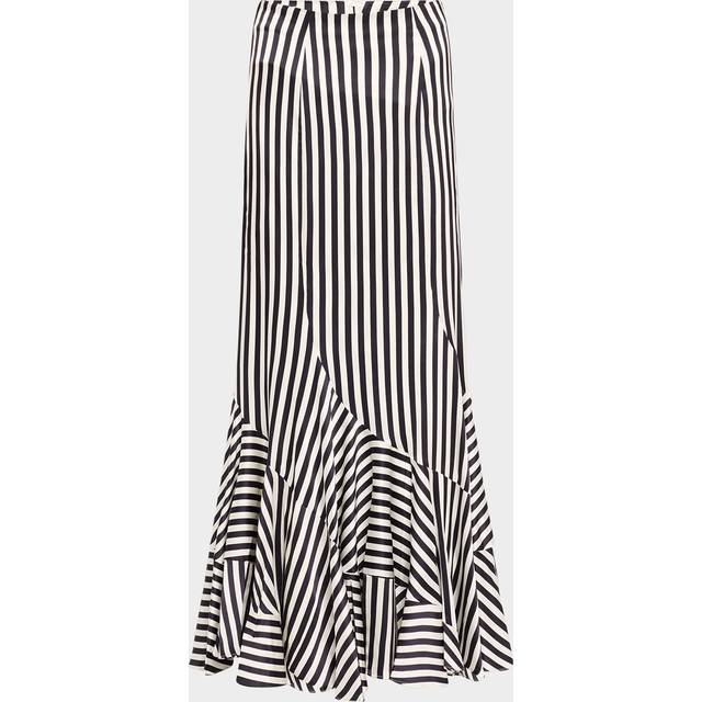 Florina Striped Ruffle Maxi Skirt - WHITE BLUE STRIPES - Small