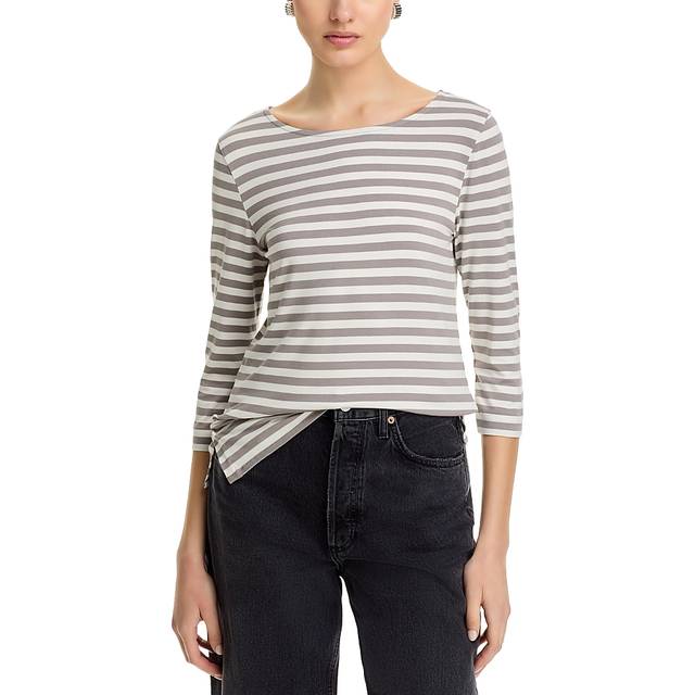 Soft Touch Boatneck Striped Jersey T-Shirt - PLUME - 3