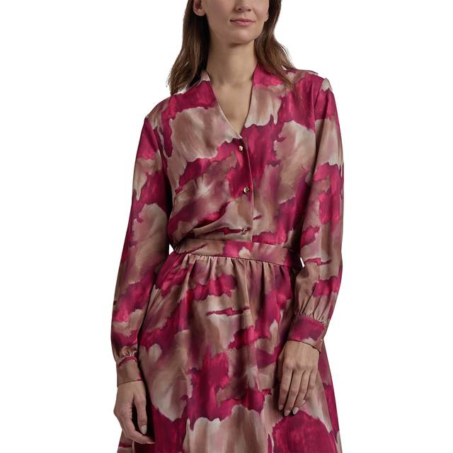 Watercolor-Print Crepe de Chine Blouse - Heritage Fit - Pink Flash/Rose Bud/Goldenwood/Biscotti - XX-Small