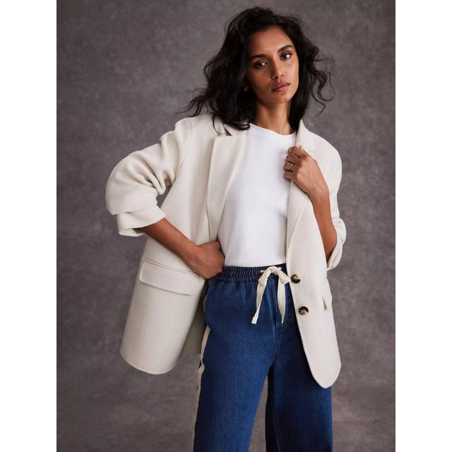 Mint Velvet Wool Blend Blazer, Cream