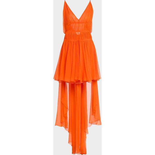 Drape Backless Mini Silk Dress - ORANGE - 42 IT (6 US)
