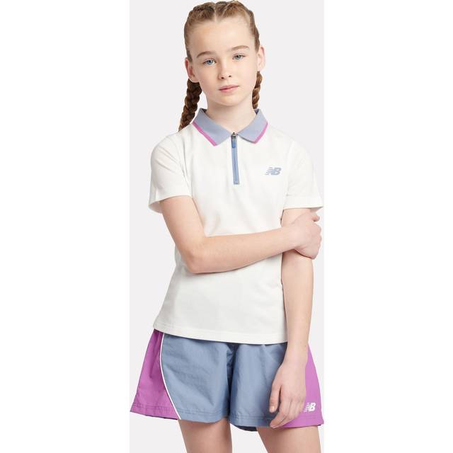 New Balance Kids' Cotton Tennis Quarter-Zip Polo Shirt, Bright White