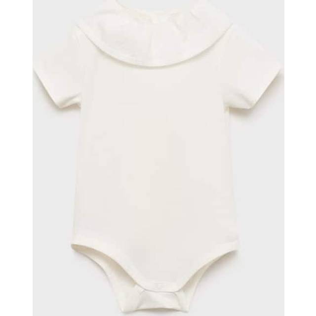 Mango Kids' Clavel Babydoll Short Sleeve Bodysuit, Natural White