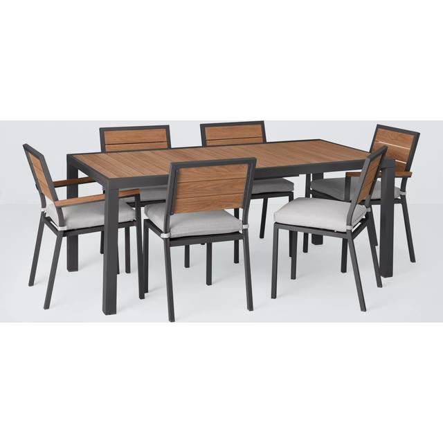 John Lewis Platform 6-Seater Garden Extendable Dining Table & Chairs Set, Taupe