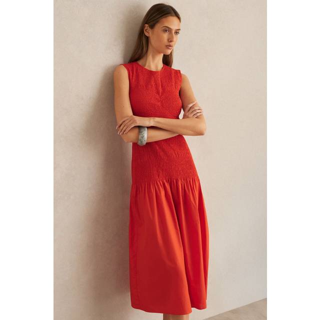 Reiss Annabel Drop Waist Sleeveless Dress, Red