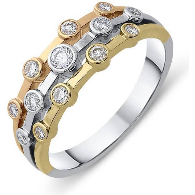18ct Rose, White and Yellow Gold 0.28ct Diamond Bubble Ring - TITLE Yellow Gold