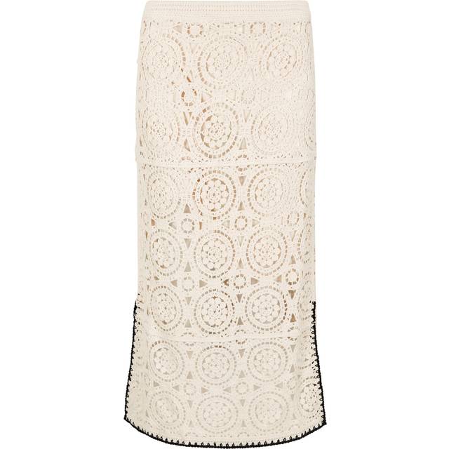 Apricot Women's Cream Crochet Side Split Midi Skirt New Look - S