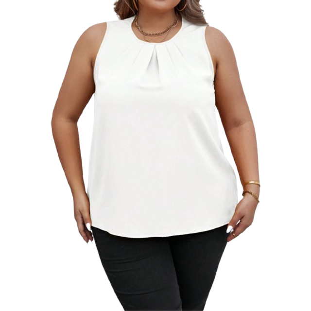 SHEIN Plus Solid Sleeveless Blouse