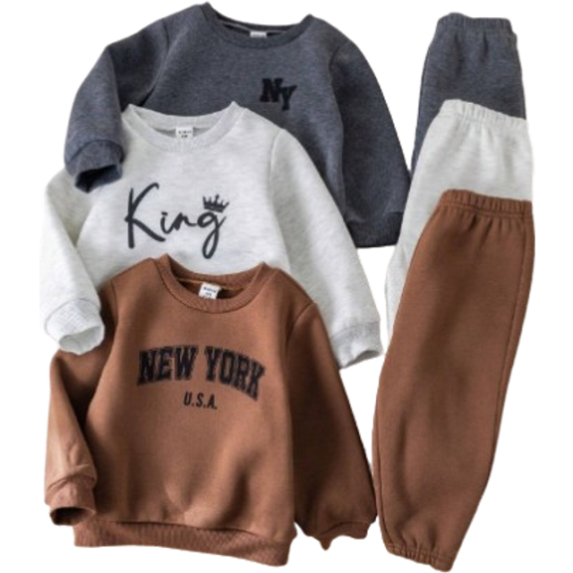 SHEIN 6pcs/Set Baby Boy/Girl Casual Letter Printed Hoodies And Loose Fit Sweatpants Outfits, Suitable For Everyday Casual And Outdoor Activities, Fit For Fa