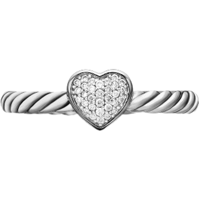 David Yurman - sterling silver Cable Collectibles Heart Stack diamond ring (6.2mm) - women - Sterling Silver/Diamond - 7