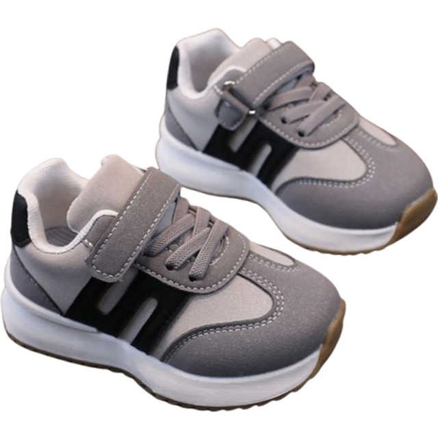 SHEIN 1pair Unisex PU Sports Shoes With Hook And Loop Strap, Fashionable And Comfortable For Everyday Wear, Children&#39;s Shoes
