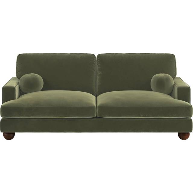 Solace+Co Solace+co Addison 3 Seater Velvet Sofa - Khaki Green, Green
