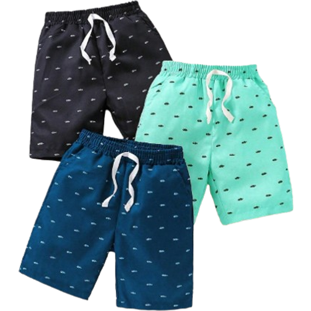 SHEIN 3pcs Young Boys&#39; Casual Herringbone Print Shorts Set, Suitable For Outdoor Activities, School, Daily Wear, Leisure, Holiday And Parties In Summer