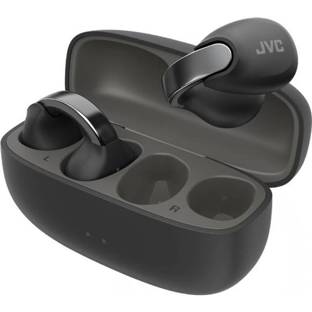 JVC Trådlösa Bluetooth-hörlurar | 24 timmars batteri och snabbladdning | öppna öronsnäckor | lätta och vattentäta | Sporthörlurar med IPX4 och pekkontroll - HA-NP1T svart