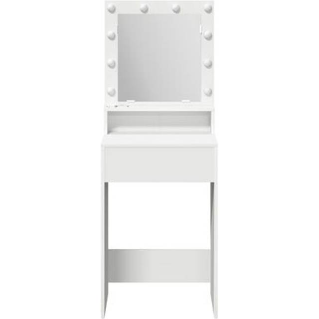 Sminkbord med LED-lampor Vit 50x41x135 cm