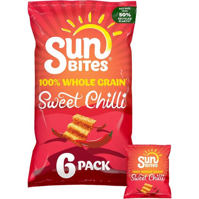 Sunbites Sun Ripened Sweet Chilli Multipack Snacks Crisps 6x25g