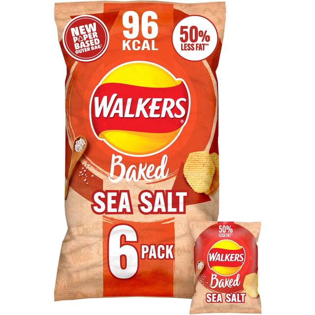 Walkers Baked Sea Salt Multipack Snacks Crisps 6 x 22g