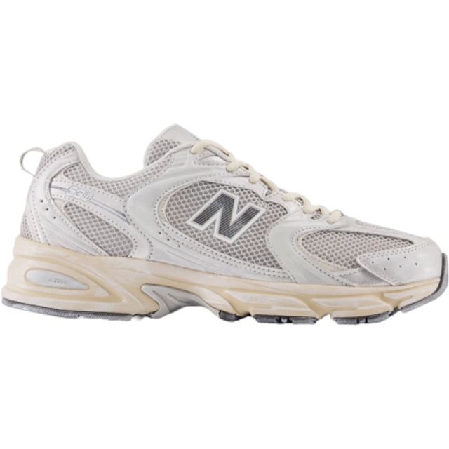 New Balance Unisex MR530 in Grey/Beige Synthetic, size 5