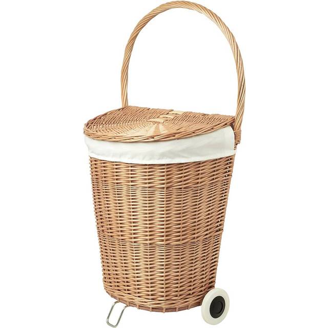 TOLKNING tvättkorg med hjul, handgjord Sälg, 31 l