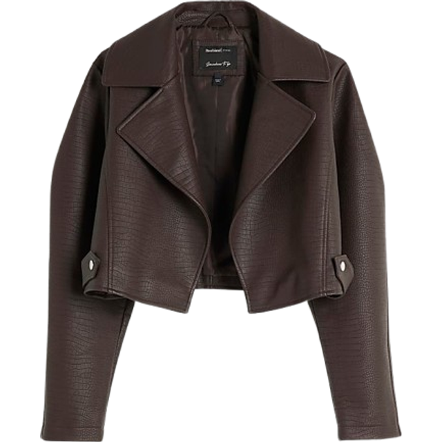 River Island Womens Brown Faux Leather Cropped Trench Coat - M