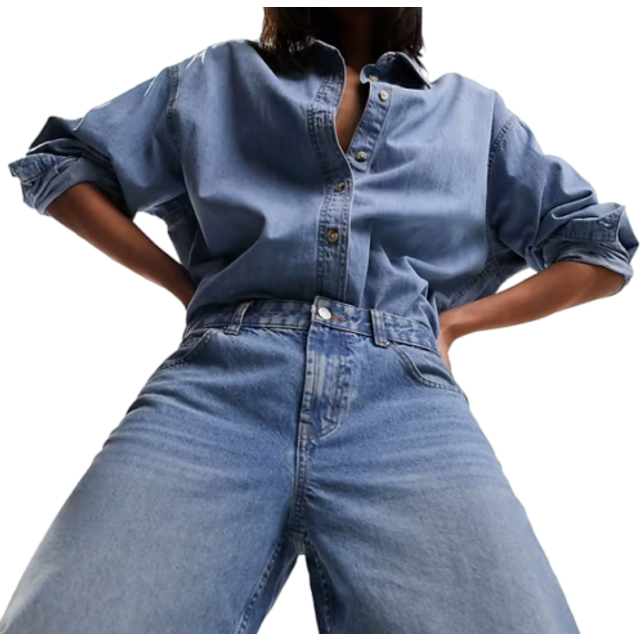 ASOS DESIGN – Ljusblå minimalistisk jeansskjorta