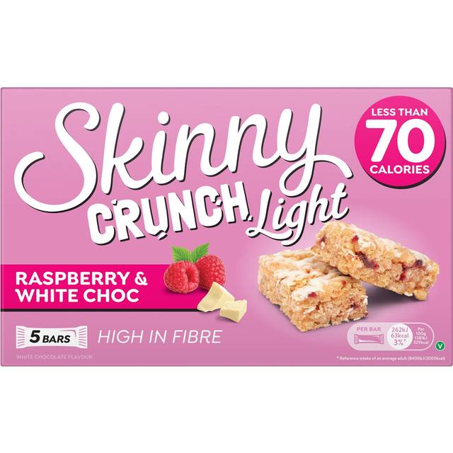 Skinny Crunch Light Raspberry & White Chocolate Bars 5 x 19g