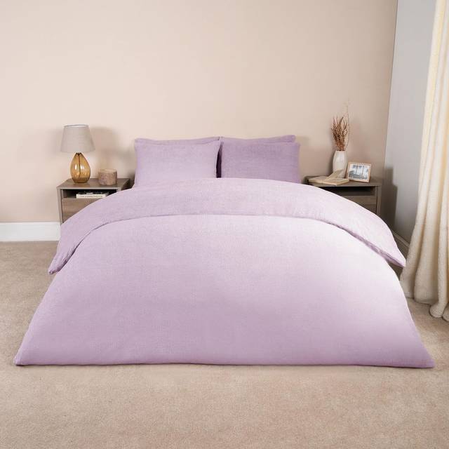 Teddy Duvet Cover with Pillow Case Bedding Set - Lilac - Double