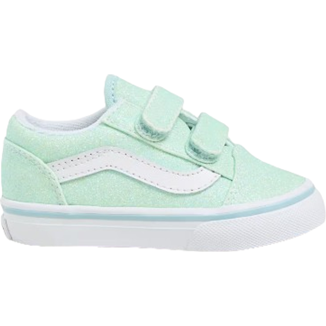 Vans - Toddler Old Skool Hook and Loop Glitter Shoes (1-4 Years), Blue, Size: 20