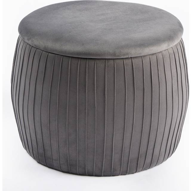 Ottoman Storage Stool Matte Velvet Pleated Home Decor Vanity Pouffe Chair Seat - Charcoal - One Size