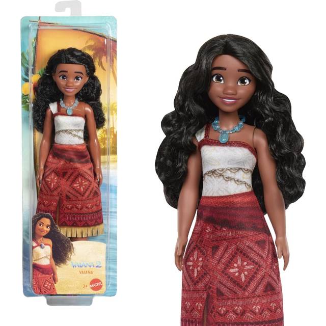 Mattel Disney Vaiana 2 Vaiana-modedocka med 2 tillbehör, avtagbara kläder med halsband och vristlänk inspirerade från filmen, JBT56