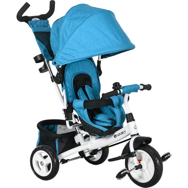 HOMCOM 4 in 1 Kids Trike, Stroller with Parent Handle, Blue