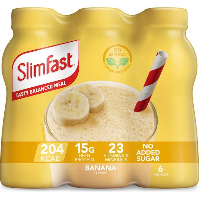 SlimFast Milkshake Multipack Bottle Banana 6x325ml