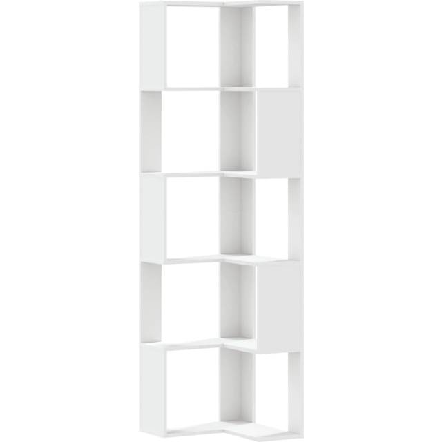 vidaXL Corner Bookcase 5-Tier White 50x50x179 cm Engineered Wood