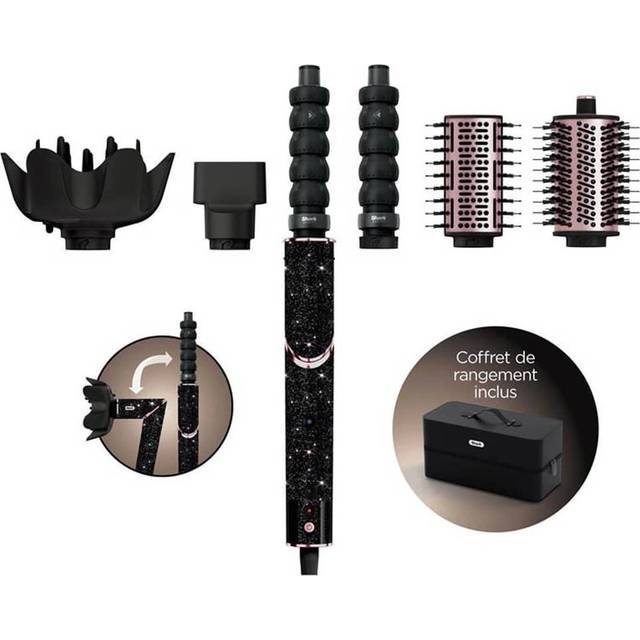 Shark FlexStyle Sparkle Limited Edition Black Diamond 5-in-1 Air Styler & Hair Dryer with Auto-Wrap Curlers, Paddle Brush, Oval Brush, Concentrator,
