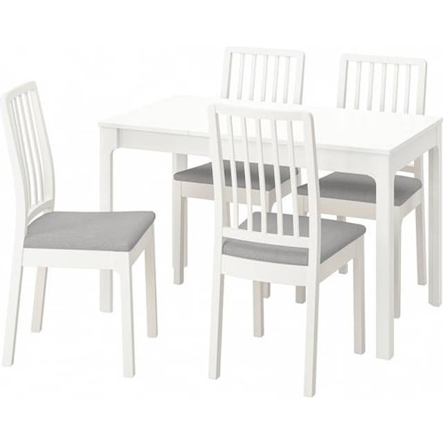 EKEDALEN / EKEDALEN bord och 4 stolar, vit vit/Orrsta ljusgrå, 80/120 cm