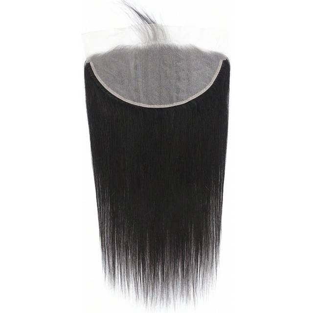 9AM Hair 13x6 Transparent Lace Frontal Closure Straight Free Part Remy Human Hair Closure Pre Plucked With Baby Hair Natural Hair Line Natural Black