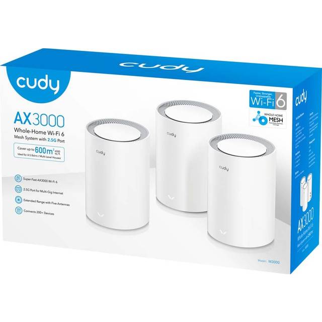 CUDY Mesh Solution M3000 3-pk WF6 AX3000 Gigabit 2.5G White