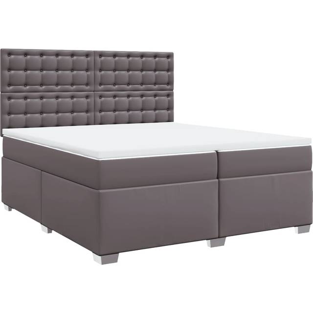 vidaXL Box Spring Bed with Mattress Black 200x200 cm Faux Leather