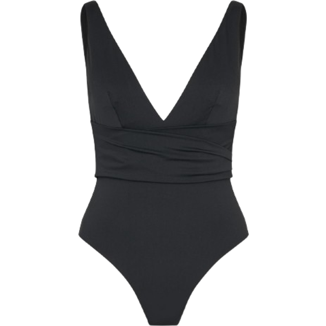 Plunge Wrap Shaping Swimsuit Black, Size: 8 - Accessorize