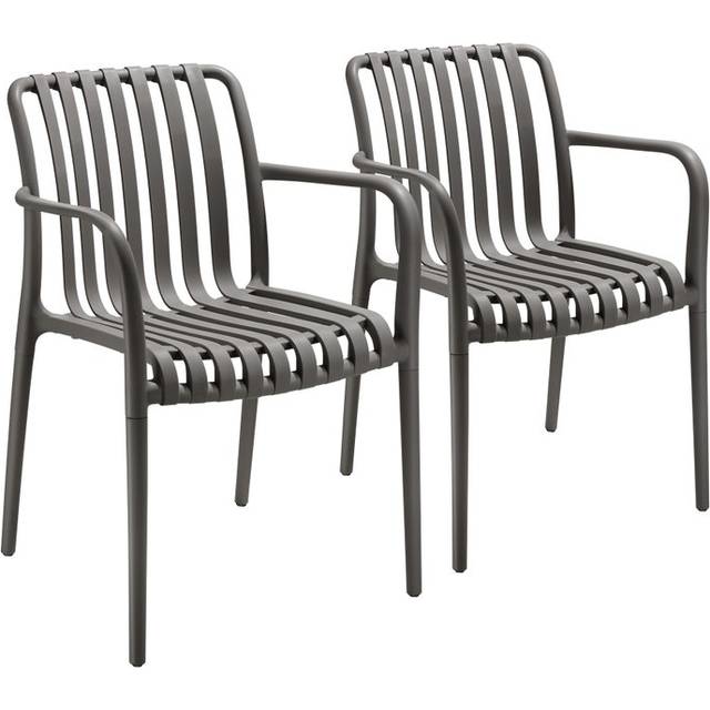 Garden Chairs Alcudia - weather-resistant, durable and long-lasting plastic - anthracite, Set of 2