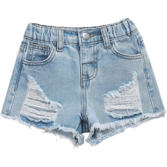 SHEIN Young Girl&#39; Distressed Fringy Fashionable Versatile Summer Outerwear A-Line Wide Leg Denim Shorts,Holiday,Summer,Travel